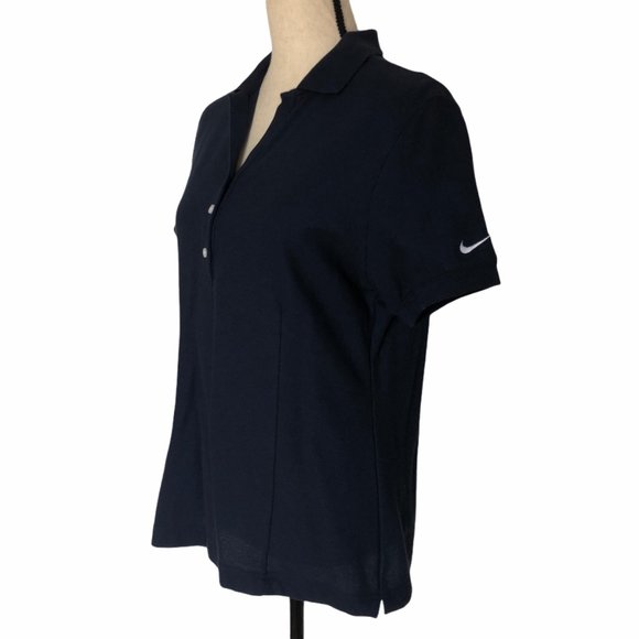 WOMENS NIKE GOLF NAVY BLUE COTTON PIQUE POLO SHIRT - Picture 3 of 7